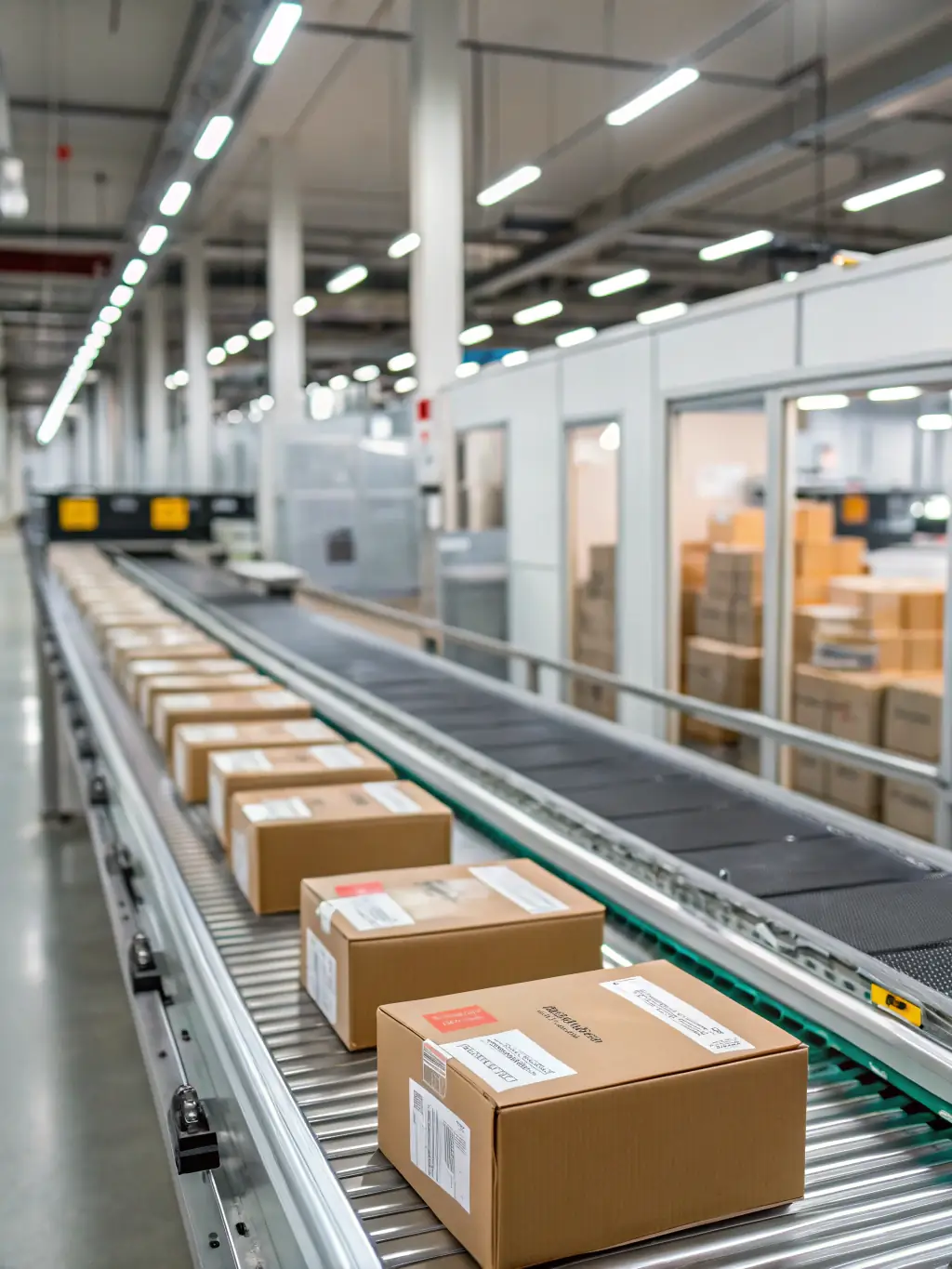 A high-resolution photo of packages being received at a Shipsmooth warehouse, showcasing the initial stage of the fulfillment process.