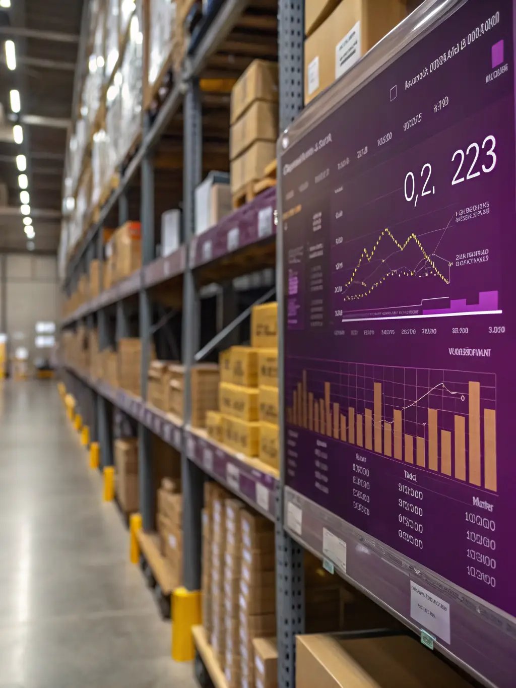 A well-organized warehouse shelf filled with various e-commerce products ready for fulfillment, showcasing efficient storage solutions.