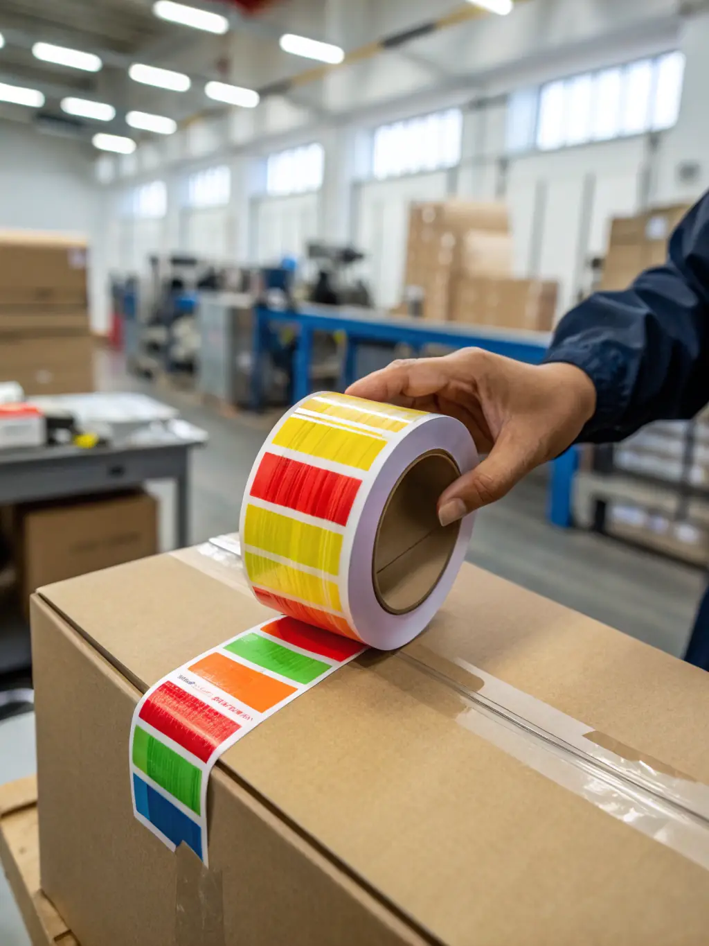 A close-up shot of a package being carefully labeled with a shipping label, highlighting the attention to detail in the labeling process.